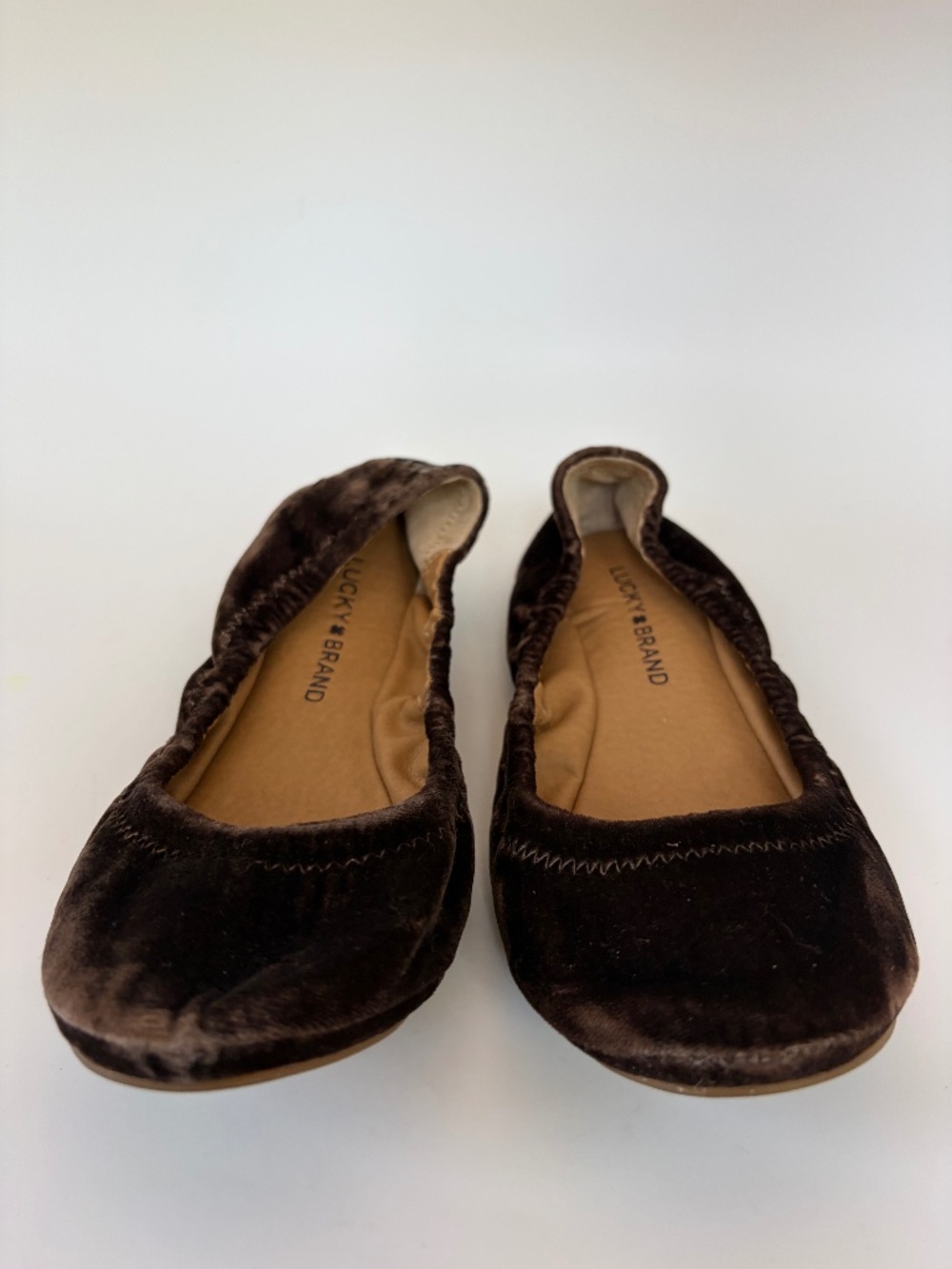 Lucky Brand Emmie Ballet Flats in Brown Velvet, Size 6M - NwoT